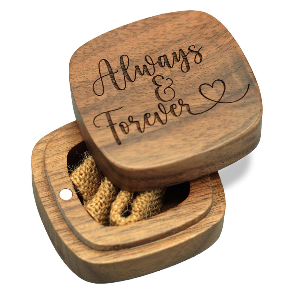 Wooden Ring Box - Always and Forever Design – Bride and Bow